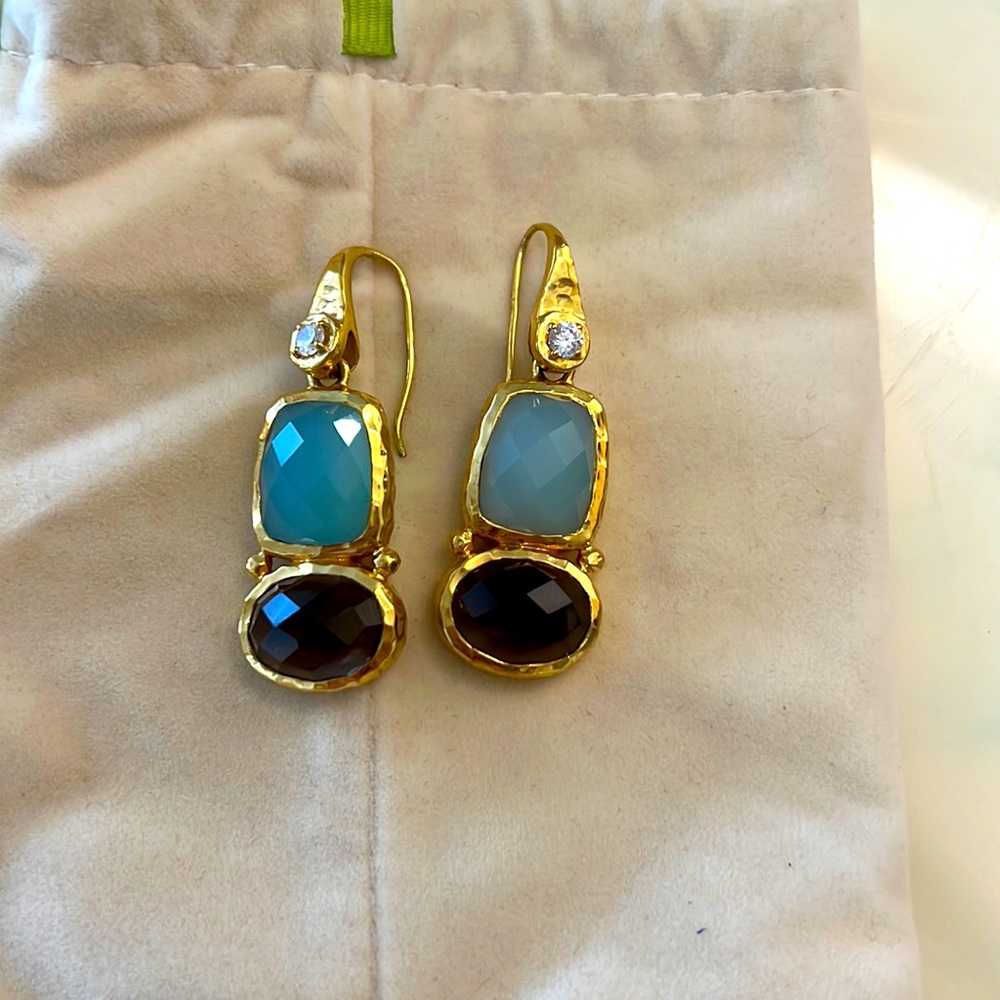 Beautiful blue and brown earrings